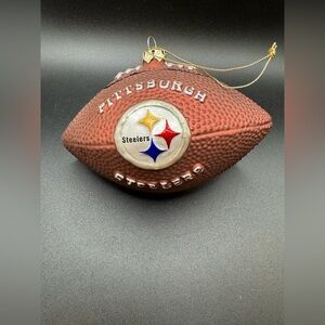RARE NFL 6" PITTSBURGH STEELERS WILSON FOOTBALL HAND BLOWN GLASS ORNAMENT